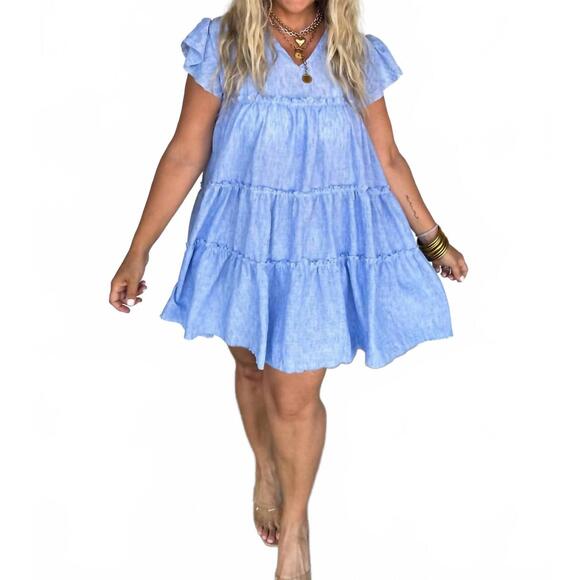 BLAKELEY Dresses & Skirts - NEW BLAKELEY day dreaming ruffle dress in blue